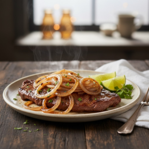 Bistec Encebollado (¡Un Clásico Rápido y Lleno de Sabor!)